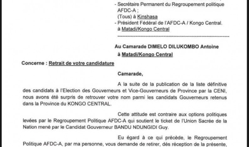 Antoine Dimelo sera-t-il toujours dans la course du gouvernorat de province ?